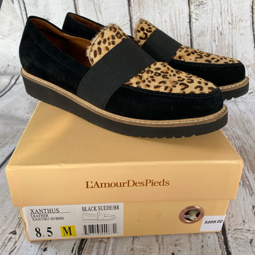 L’AmourDesPieds Xanthus leopard calf hair loafer